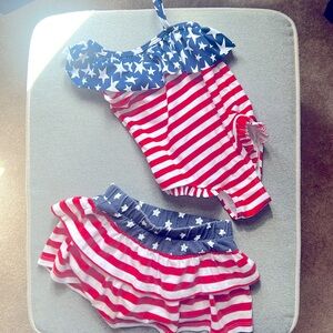18 Mo 🇺🇸 Summer Bundle: one Piece Bathing Suit and Ruffle Tiered Skort